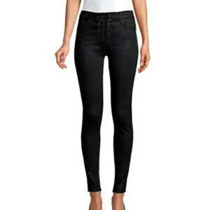 New J Brand Vendetta Pants Jeans Womens 26 Black High Rise Lace Up Steph Shep